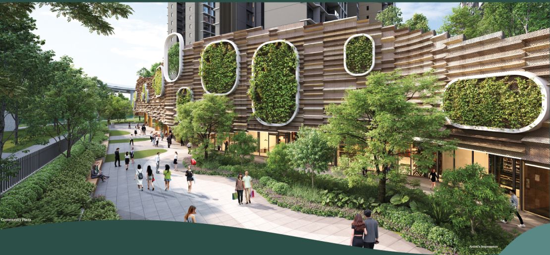 Tengah Garden Residences sheltered promenade commercial plaza lifestyle walkway