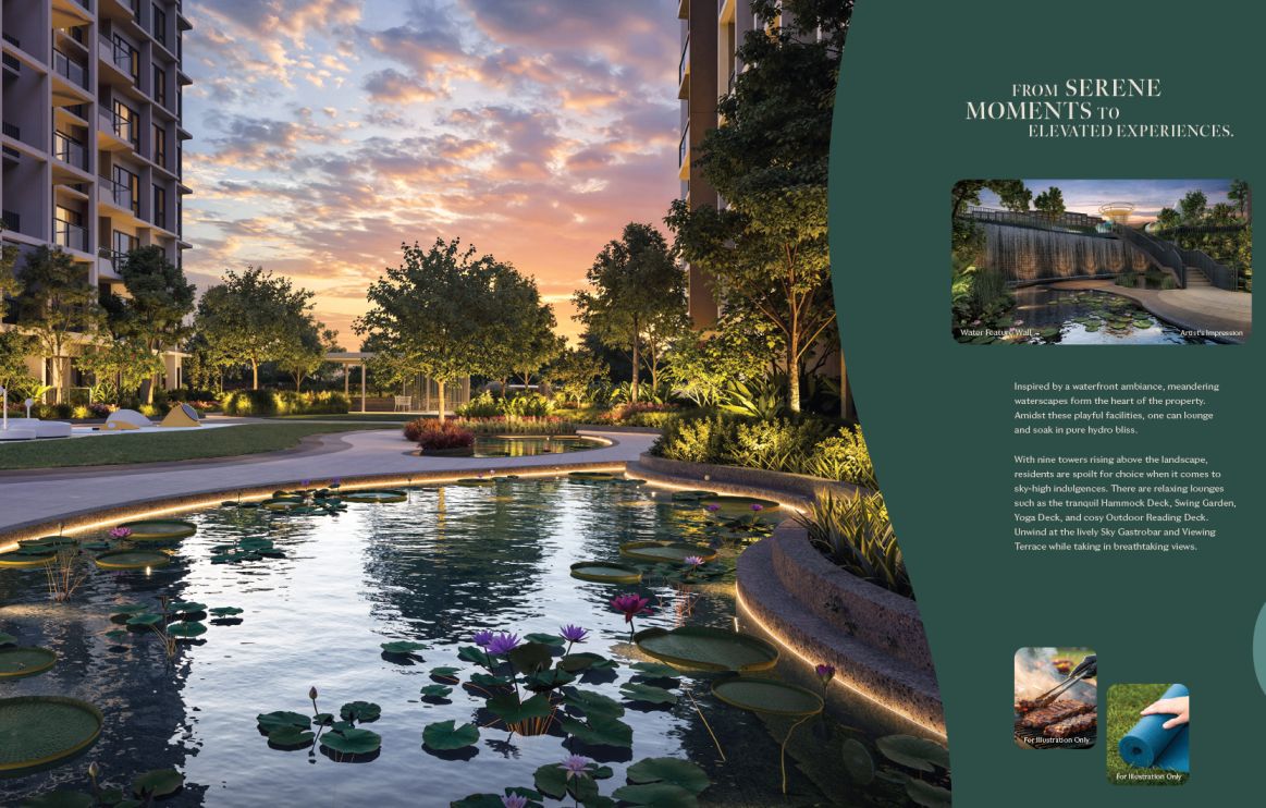 Tengah Garden Residences waterfront garden water feature lily pond landscaping