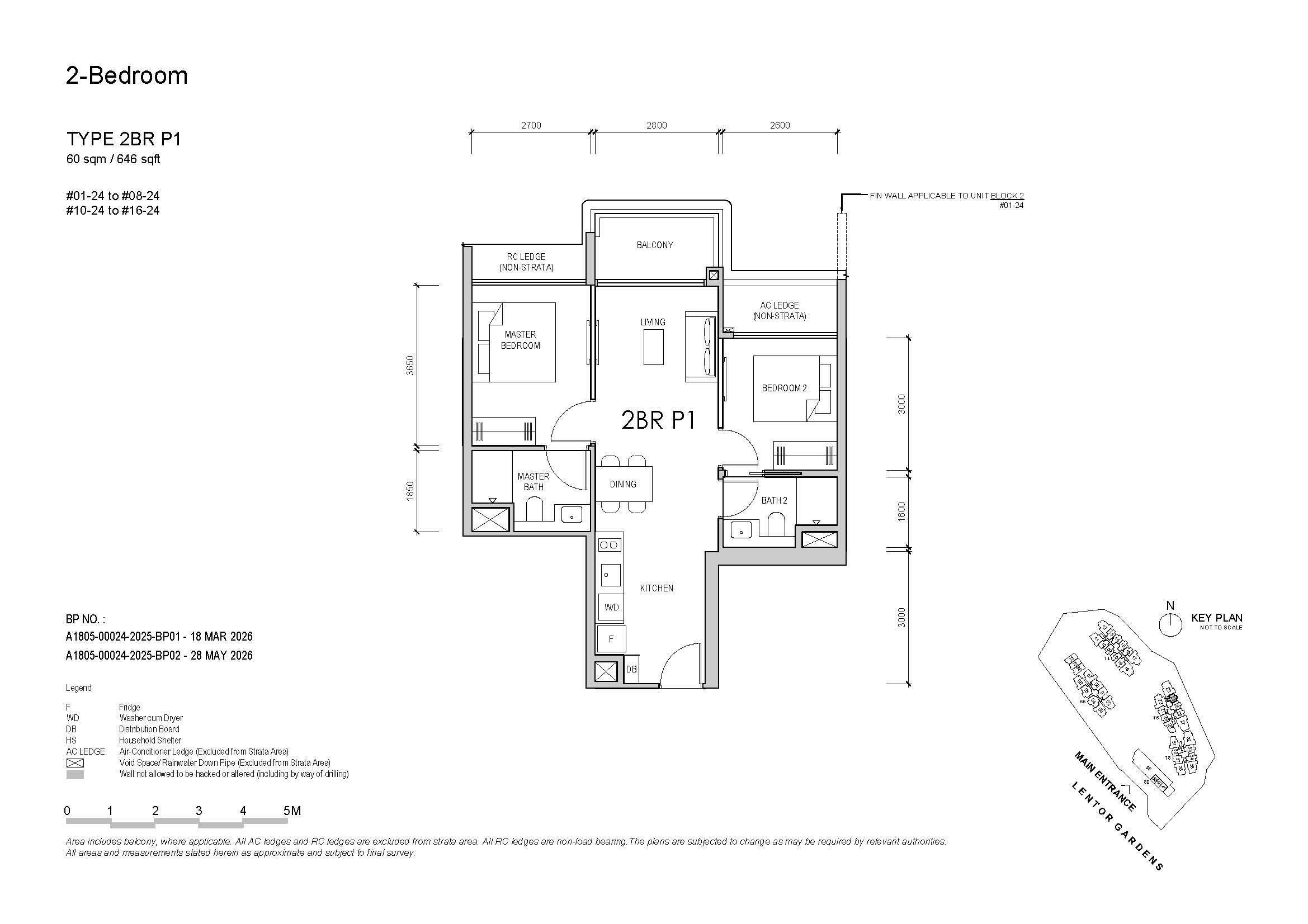 Lentor Gardens 2 Bedroom Type 2BR P1 Floor Plan