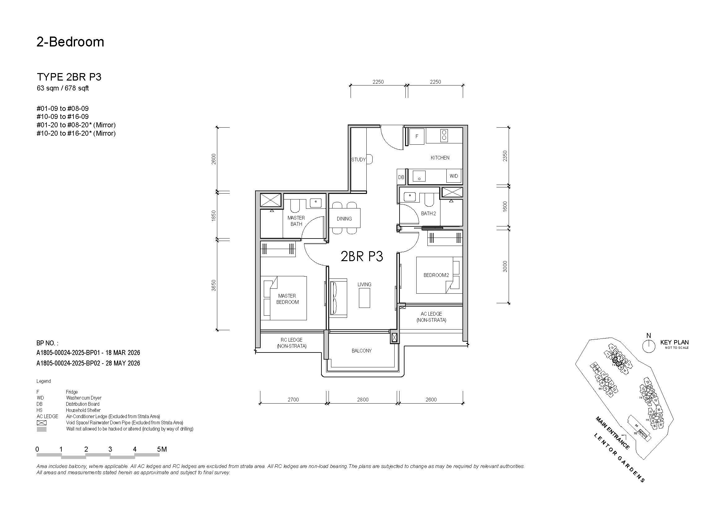 Lentor Gardens 2 Bedroom Type 2BR P3 Floor Plan