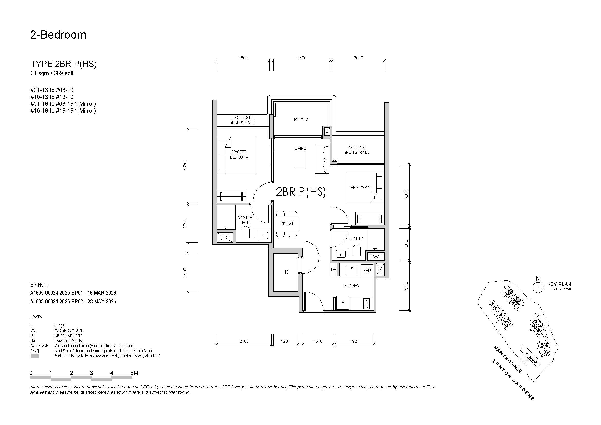 Lentor Gardens 2 Bedroom Type 2BR P Household Shelter Floor Plan