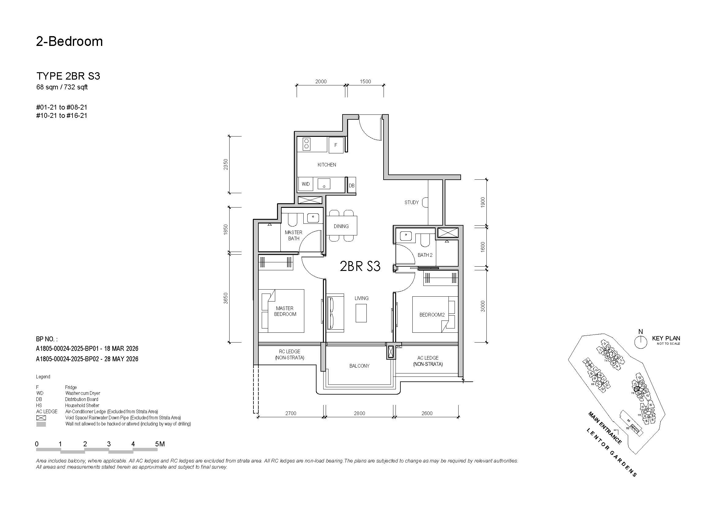 Lentor Gardens 2 Bedroom Type 2BR S3 Floor Plan