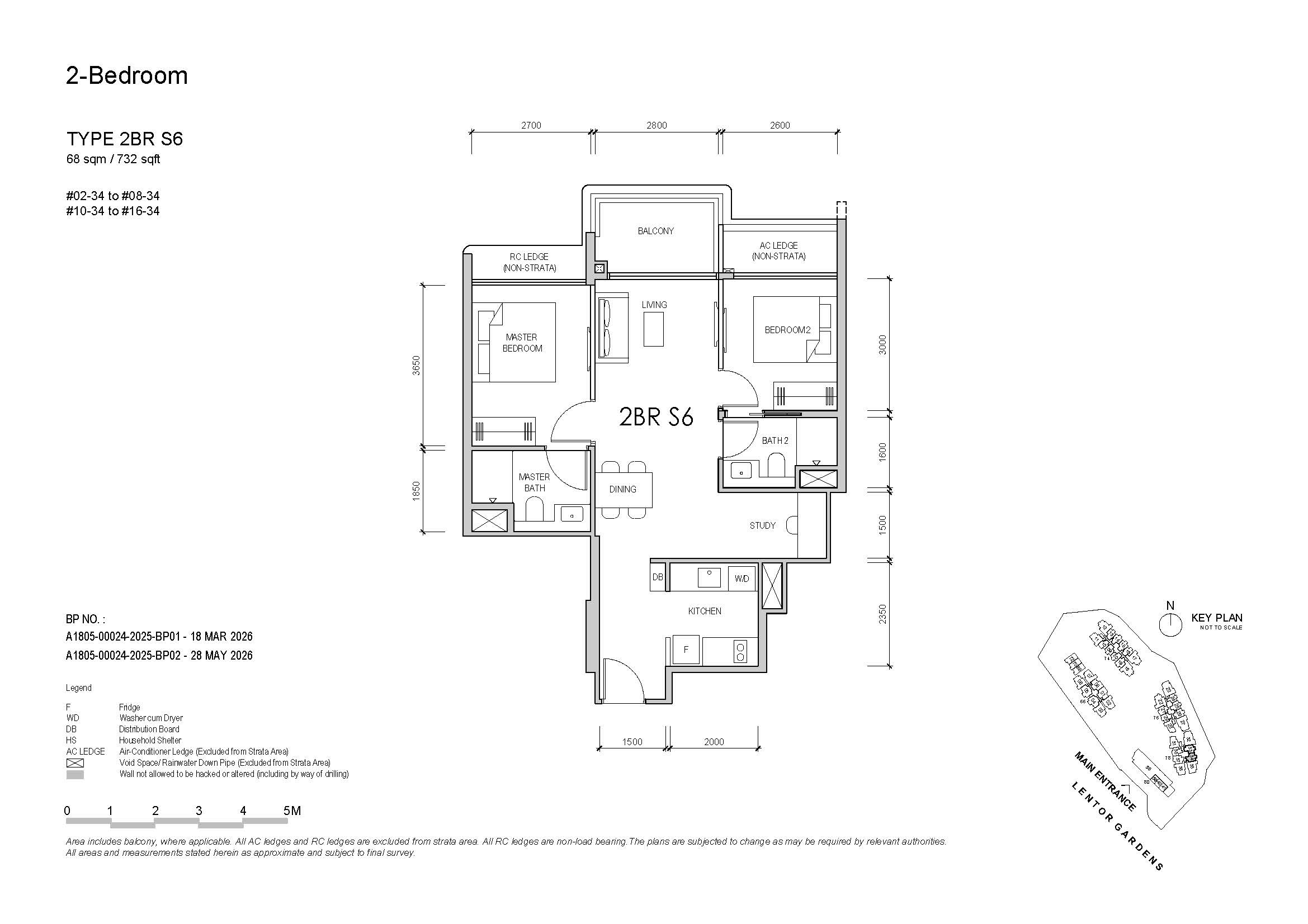Lentor Gardens 2 Bedroom Type 2BR S6 Floor Plan