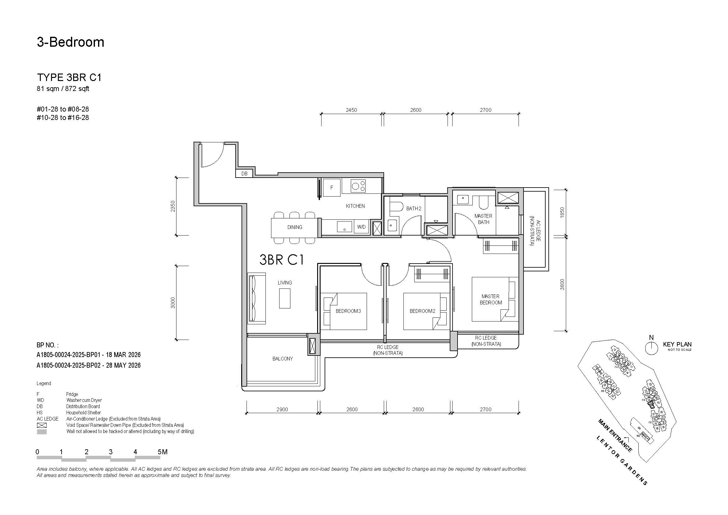 Lentor Gardens 3 Bedroom Type 3BR C1 Floor Plan