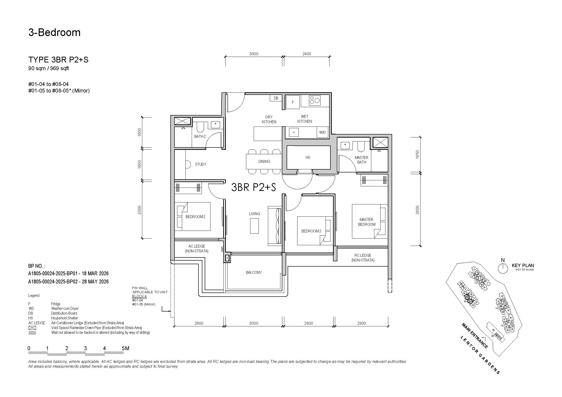 Lentor Gardens 3 Bedroom Type 3BR P2 Study Floor Plan