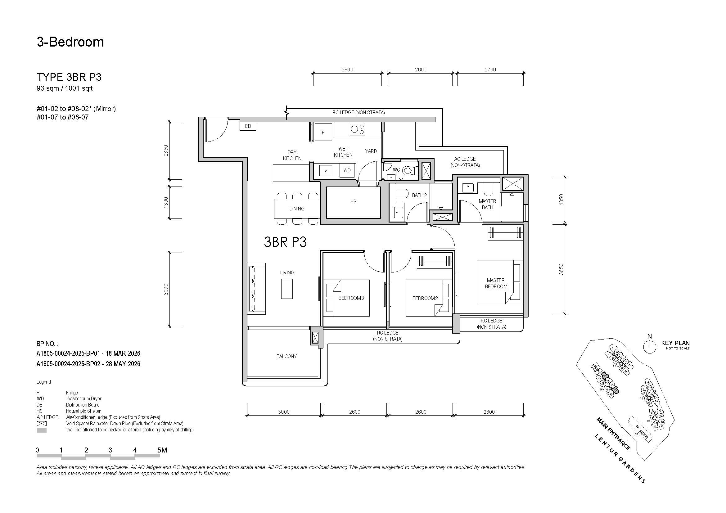Lentor Gardens 3 Bedroom Type 3BR P3 Floor Plan