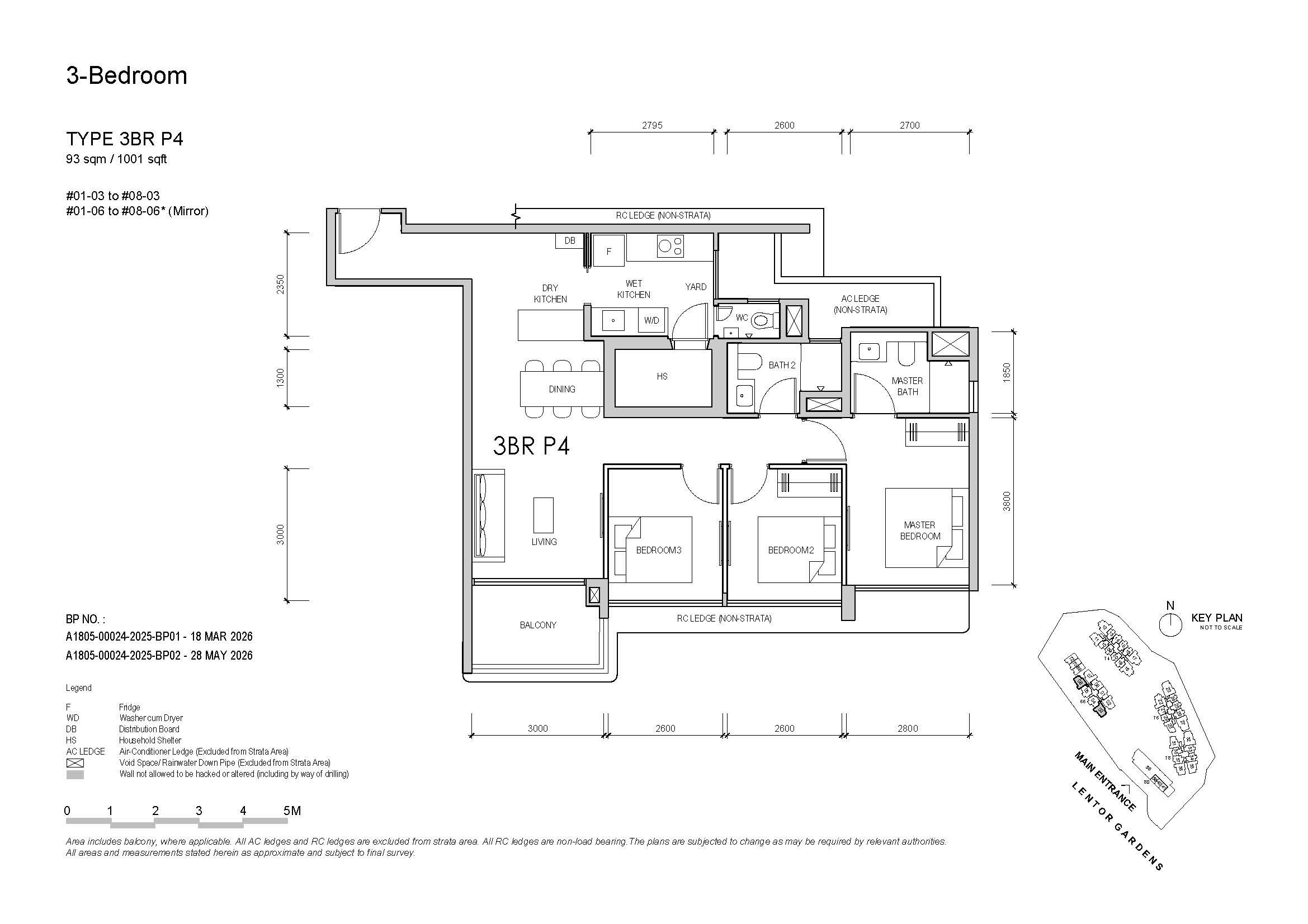 Lentor Gardens 3 Bedroom Type 3BR P4 Floor Plan