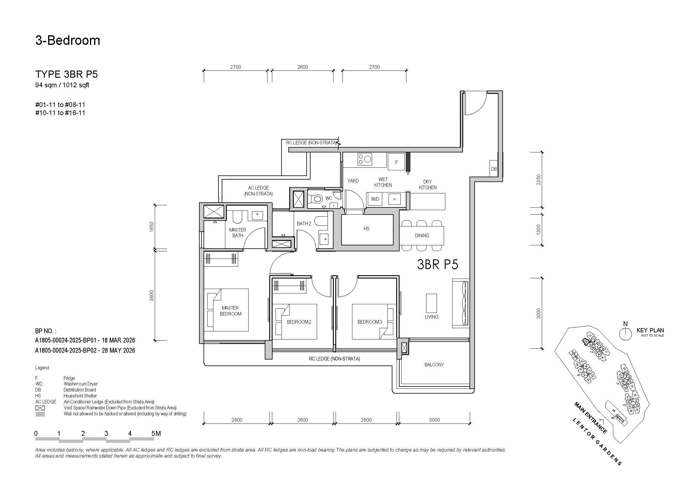 Lentor Gardens 3 Bedroom Type 3BR P5 Floor Plan