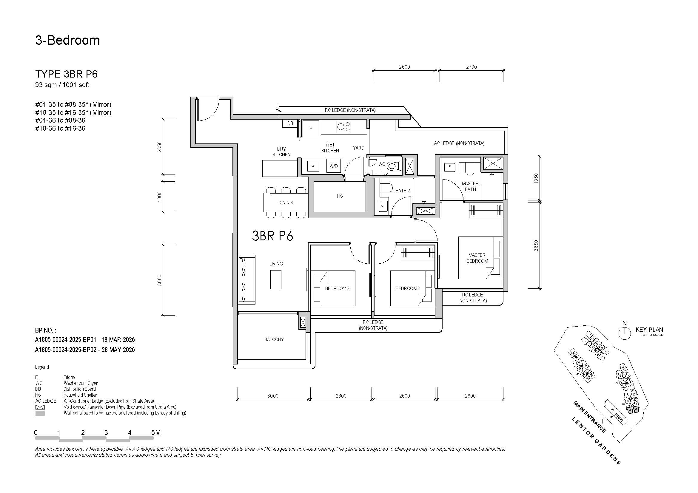 Lentor Gardens 3 Bedroom Type 3BR P6 Floor Plan